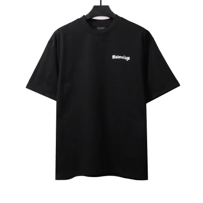 Balenciaga Simple Graffiti Small Letters Short Sleeve Black 01
