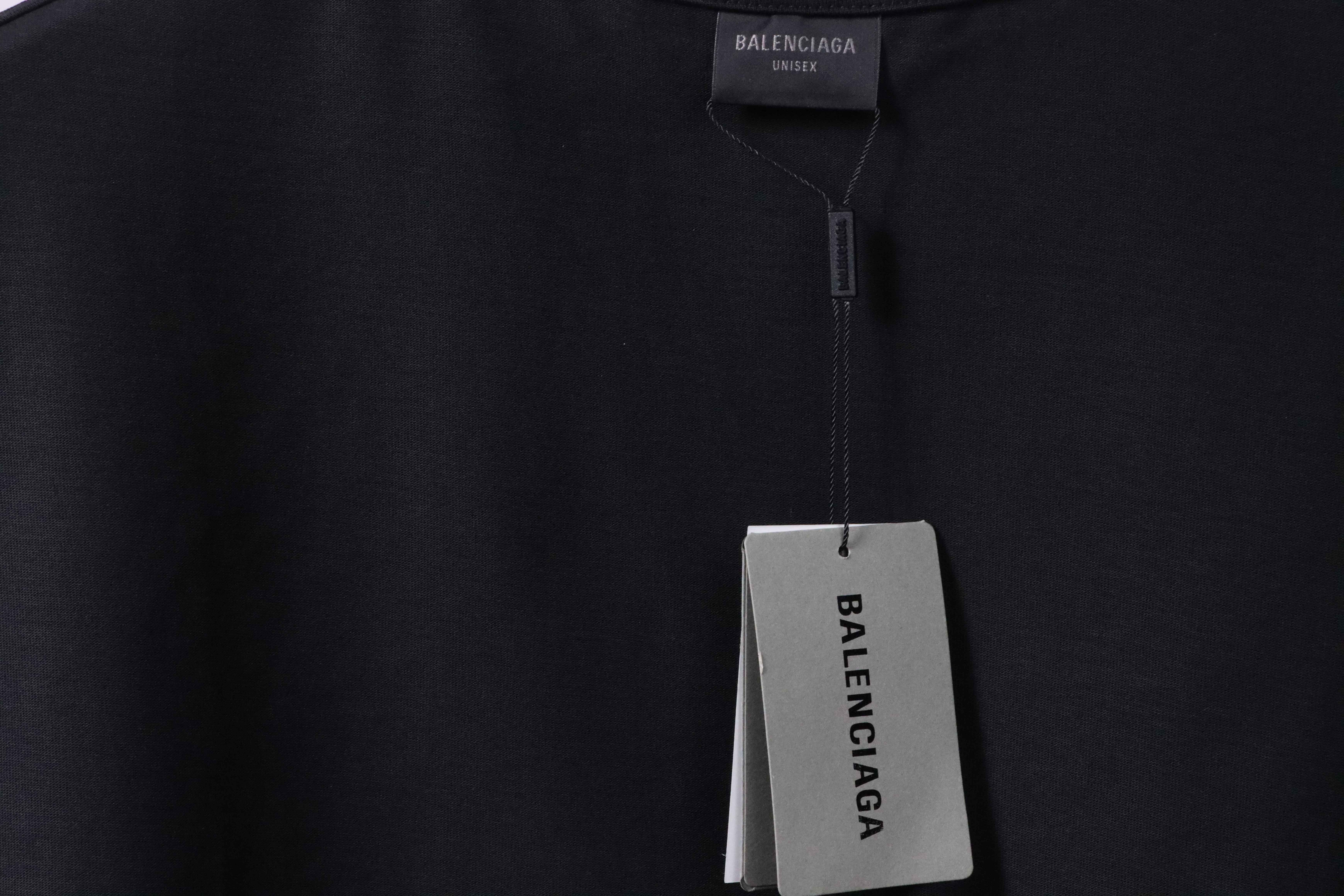 Balenciaga Simple Graffiti Small Letters Short Sleeve Black