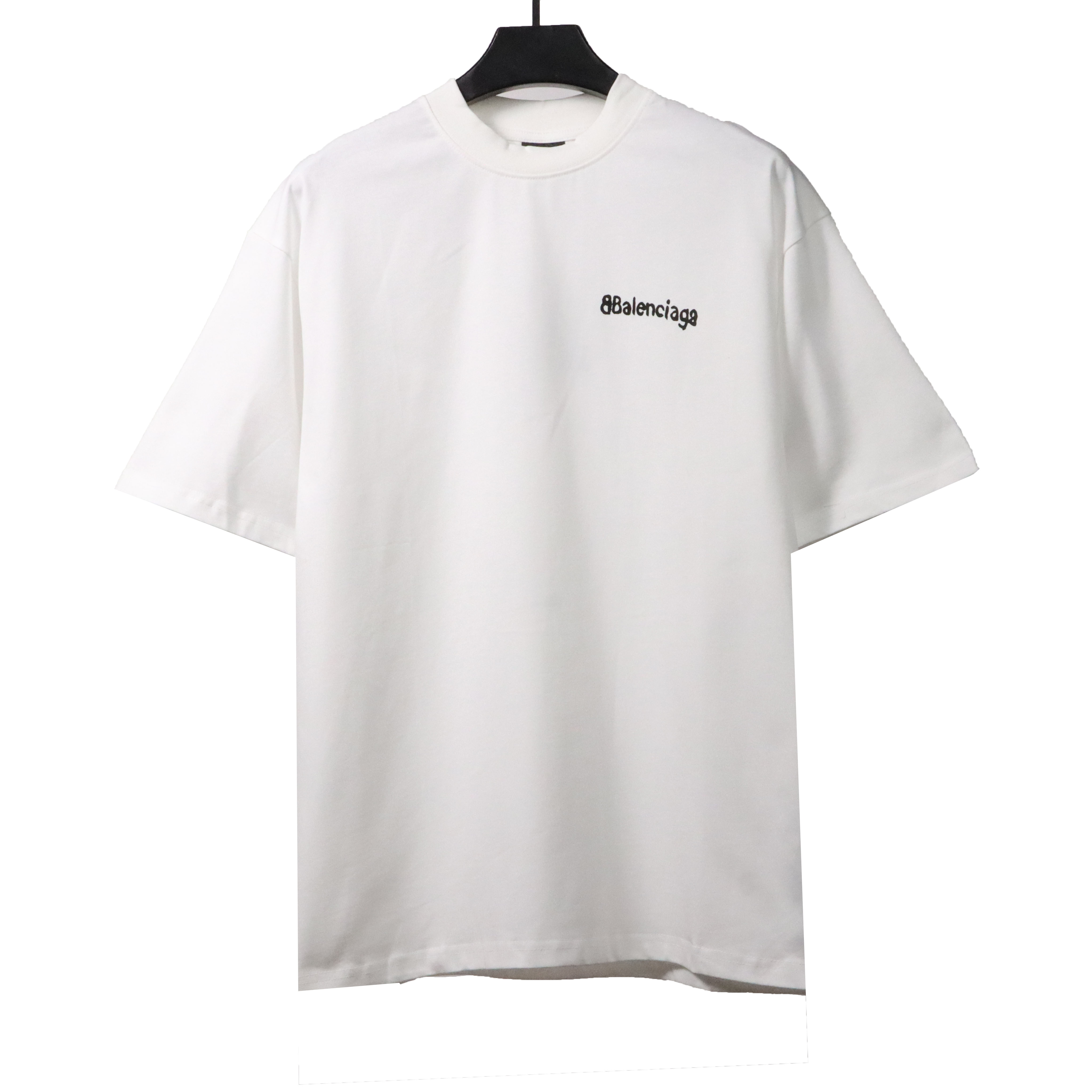 Balenciaga Simple Graffiti Small Letters Short Sleeve White