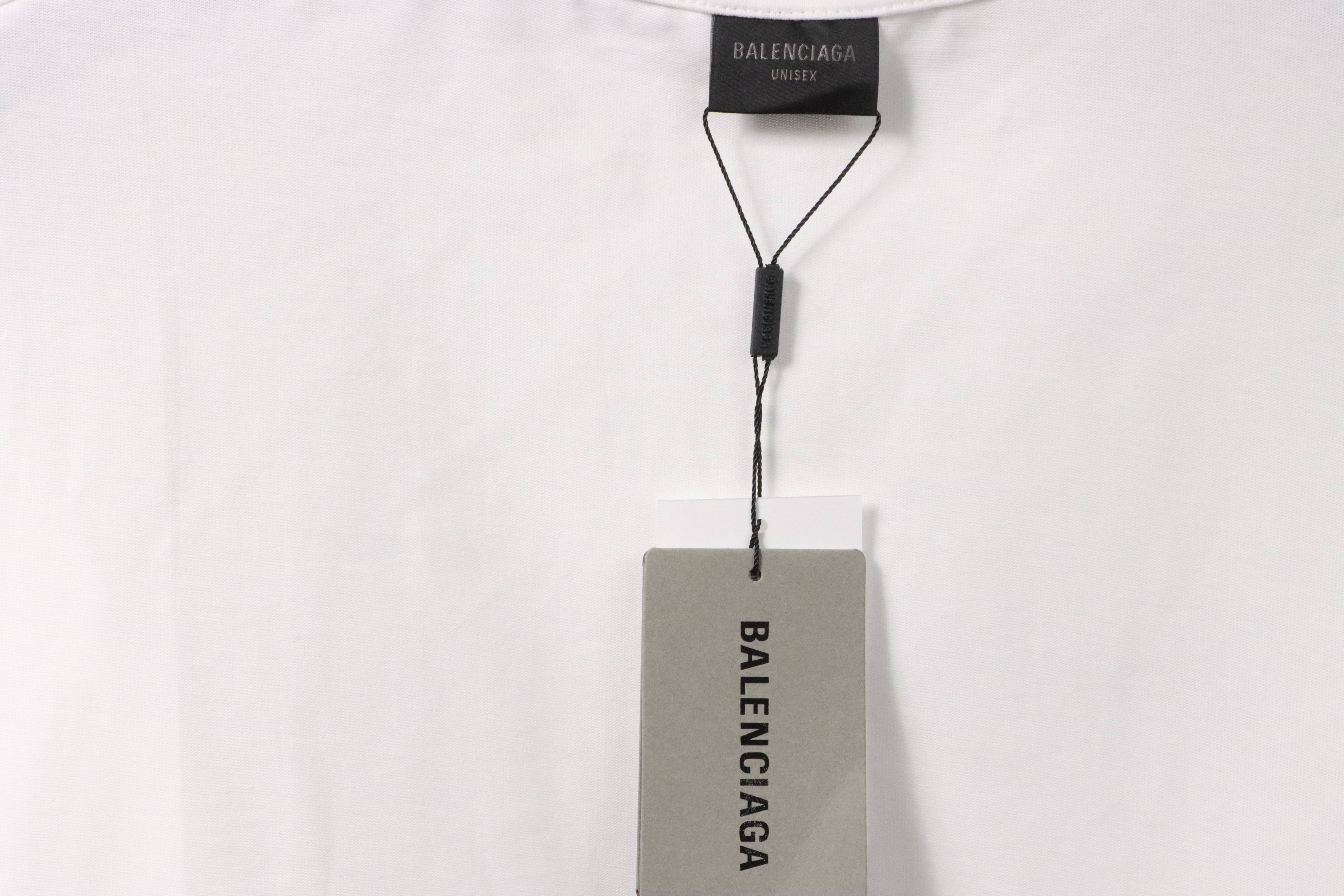 Balenciaga Simple Graffiti Small Letters Short Sleeve White