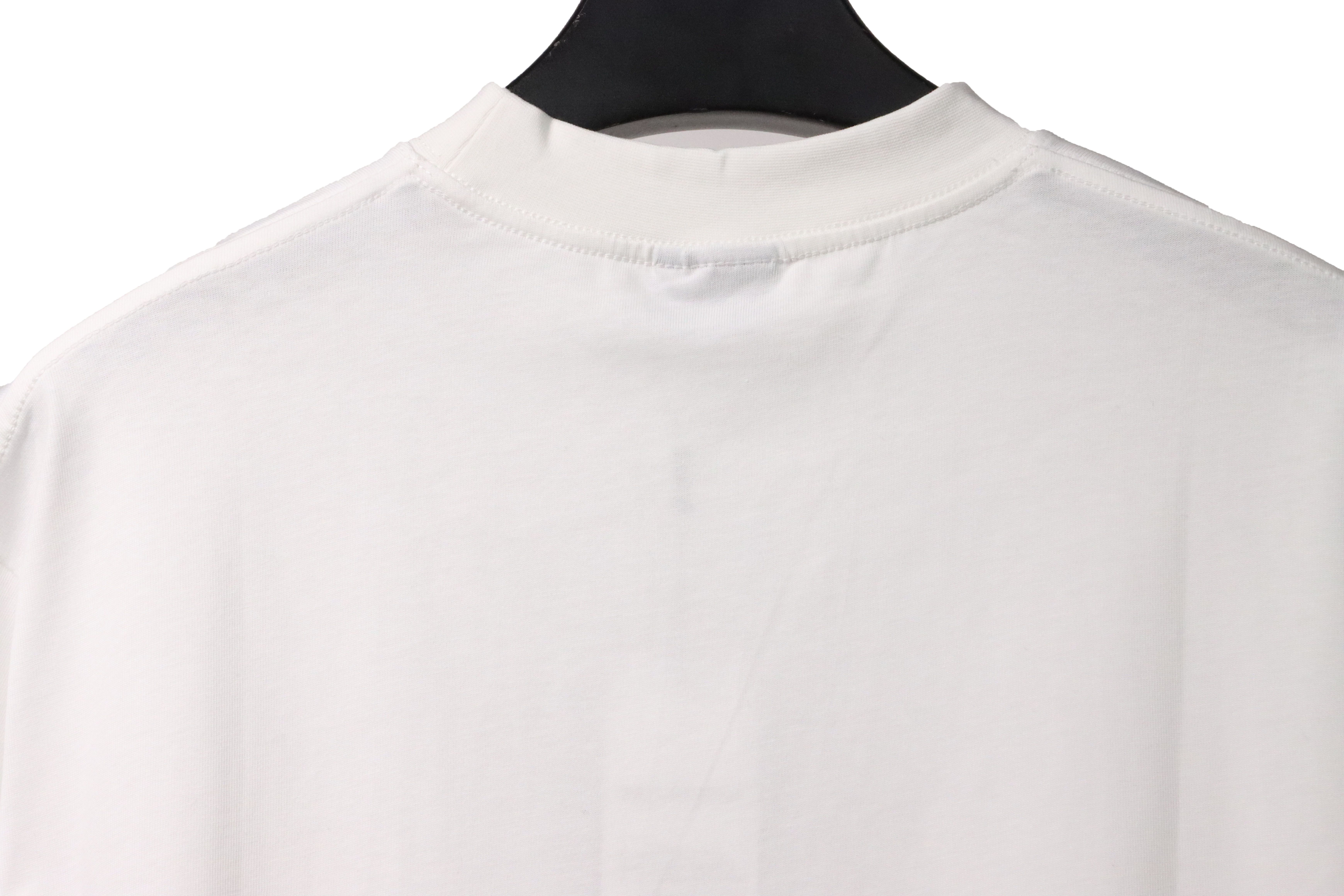 Balenciaga Simple Graffiti Small Letters Short Sleeve White