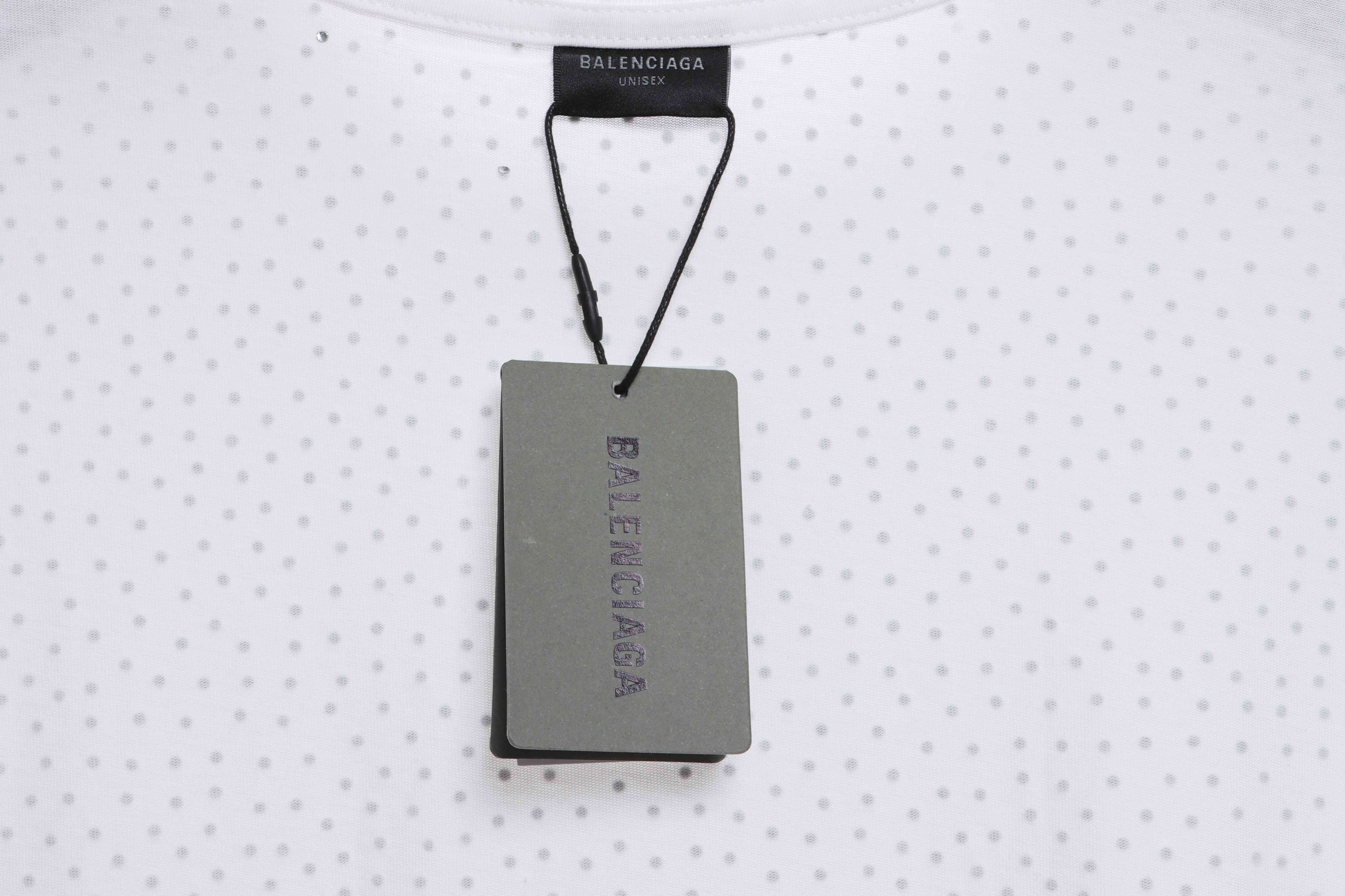 Balenciaga Starry Rhinestone Distressed Short Sleeves