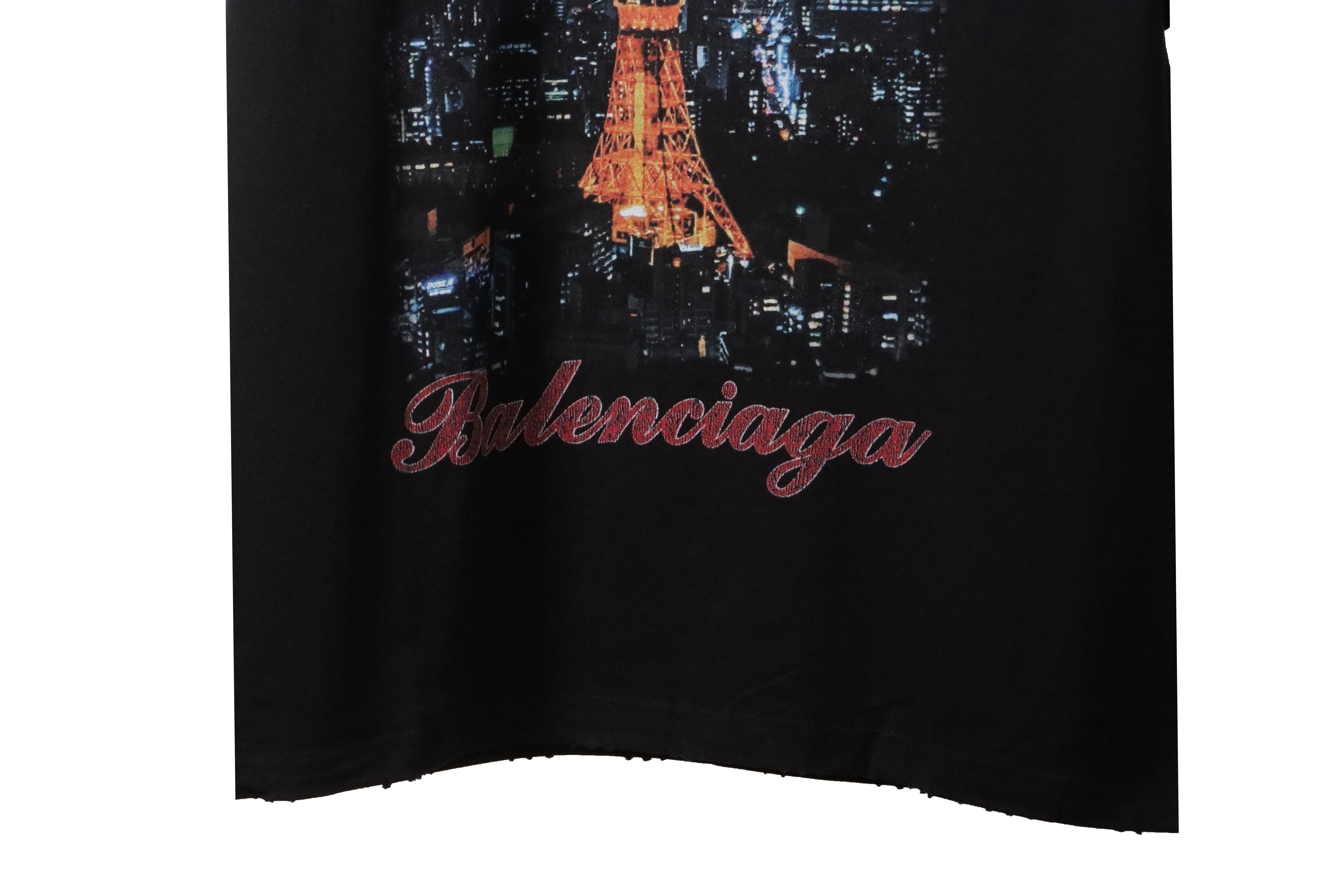 Balenciaga Tokyo Tower Night View Short Sleeve Black