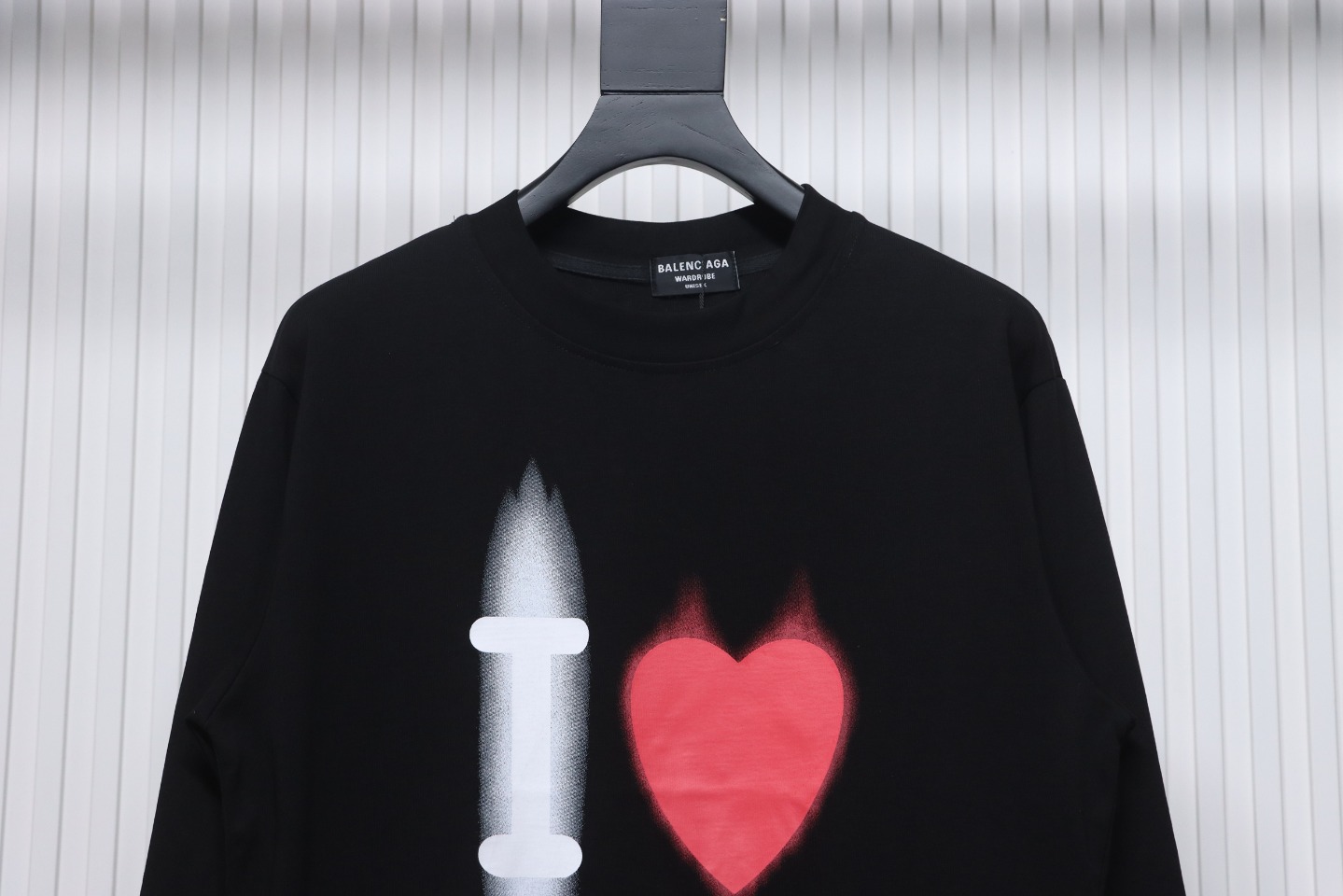 Balenciaga White Ink Direct Spray Love Long Sleeve T Black
