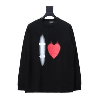 Balenciaga White Ink Direct Spray Love Long Sleeve T Black 01