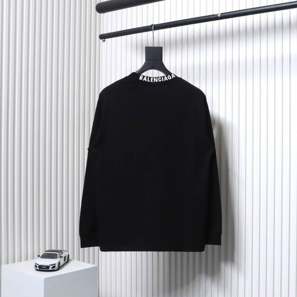 Balenciaga White Ink Direct Spray Love Long Sleeve T Black