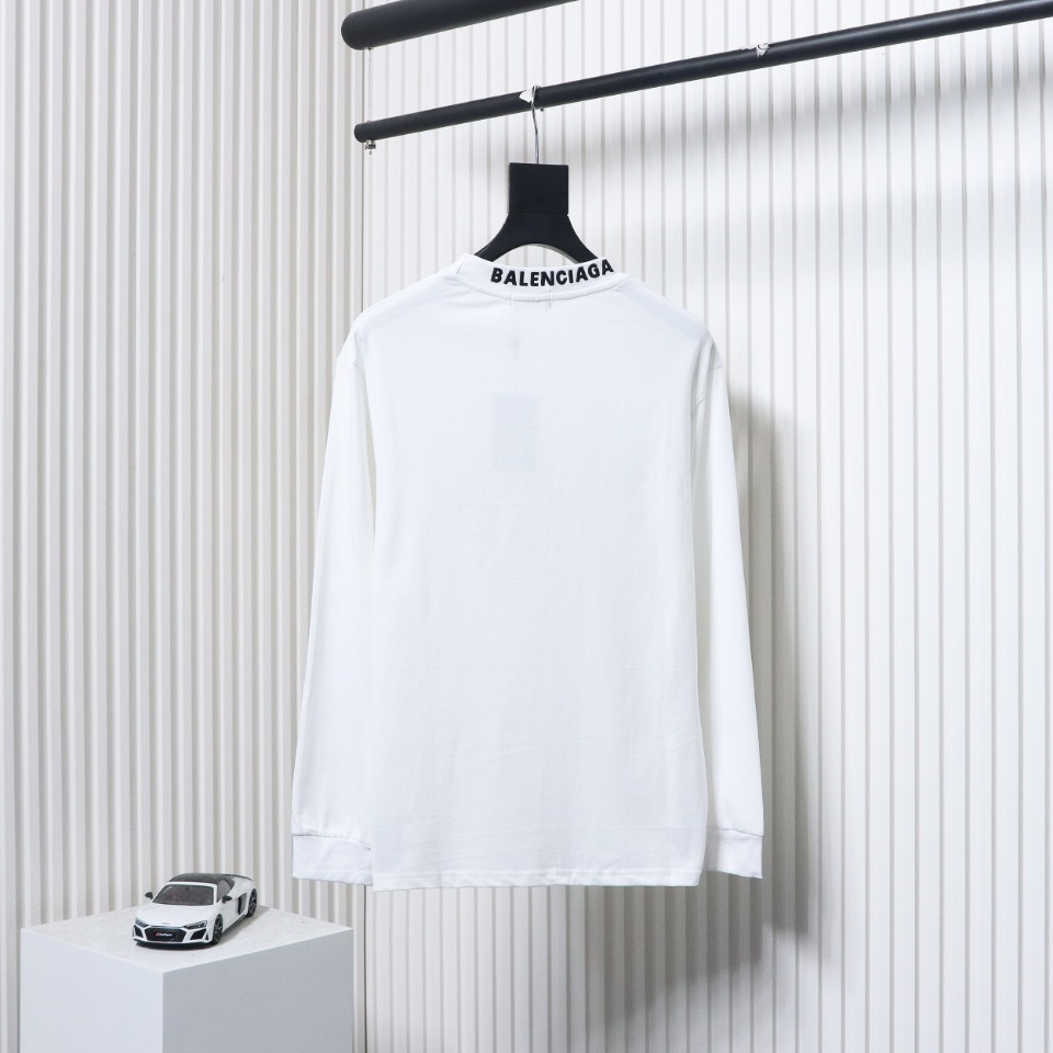 Balenciaga White Ink Direct Spray Love Long Sleeve T White