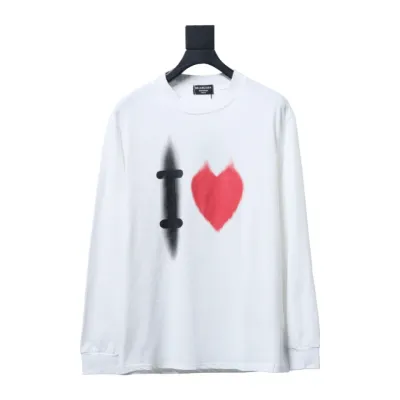 Balenciaga White Ink Direct Spray Love Long Sleeve T White 01