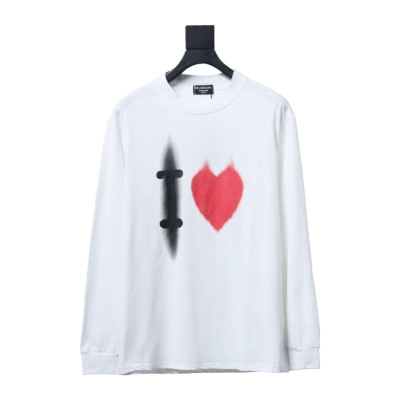 Balenciaga White Ink Direct Spray Love Long Sleeve T White 01