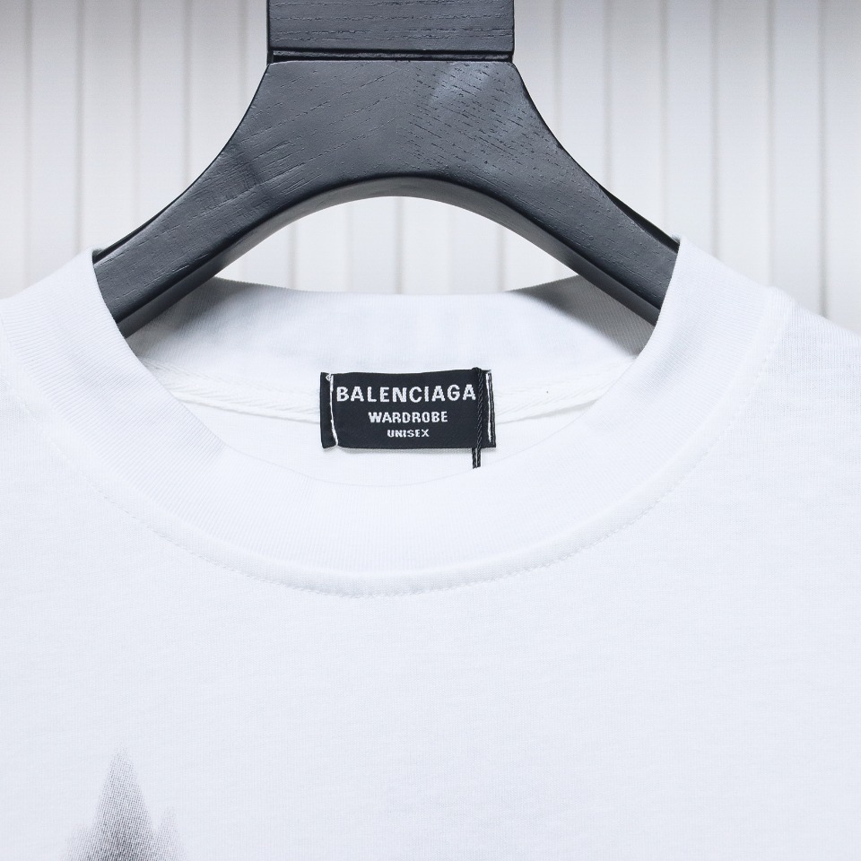 Balenciaga White Ink Direct Spray Love Long Sleeve T White