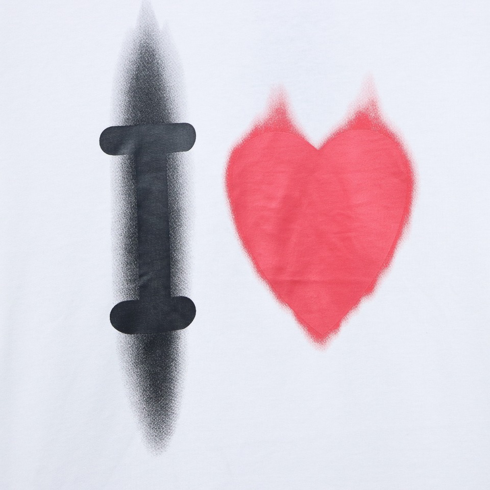 Balenciaga White Ink Direct Spray Love Long Sleeve T White