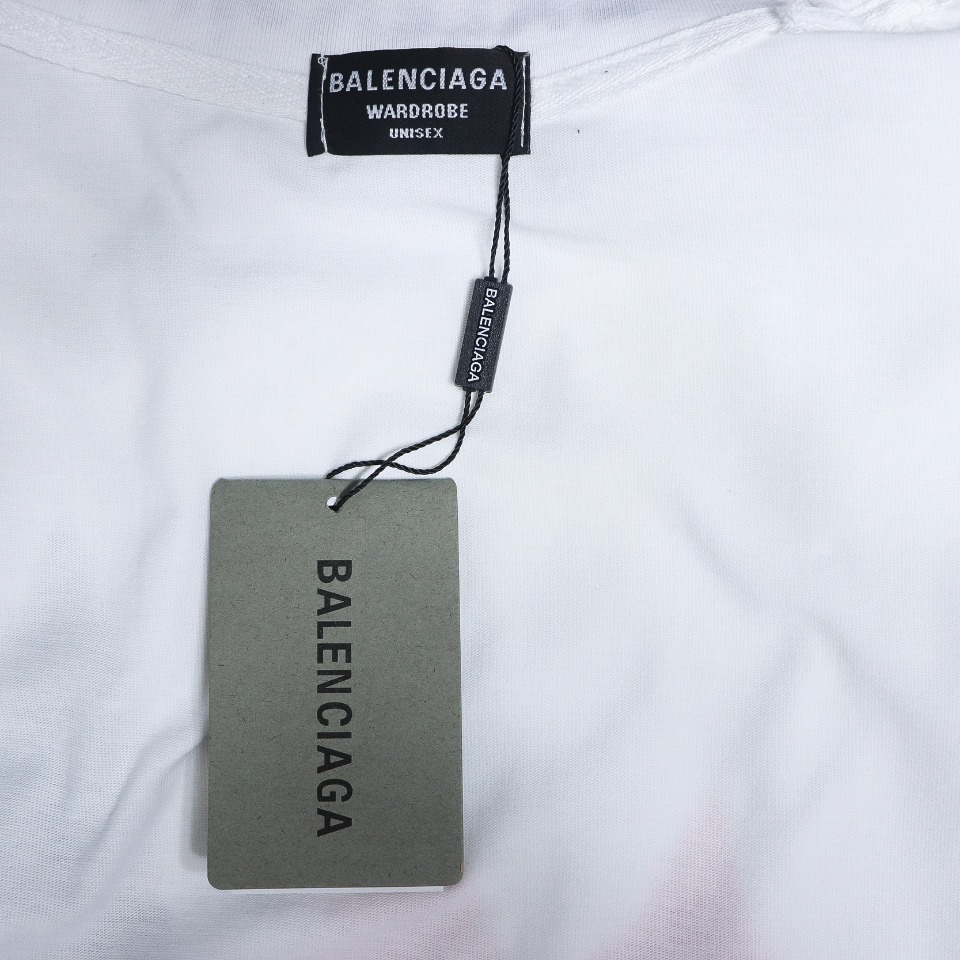 Balenciaga White Ink Direct Spray Love Long Sleeve T White