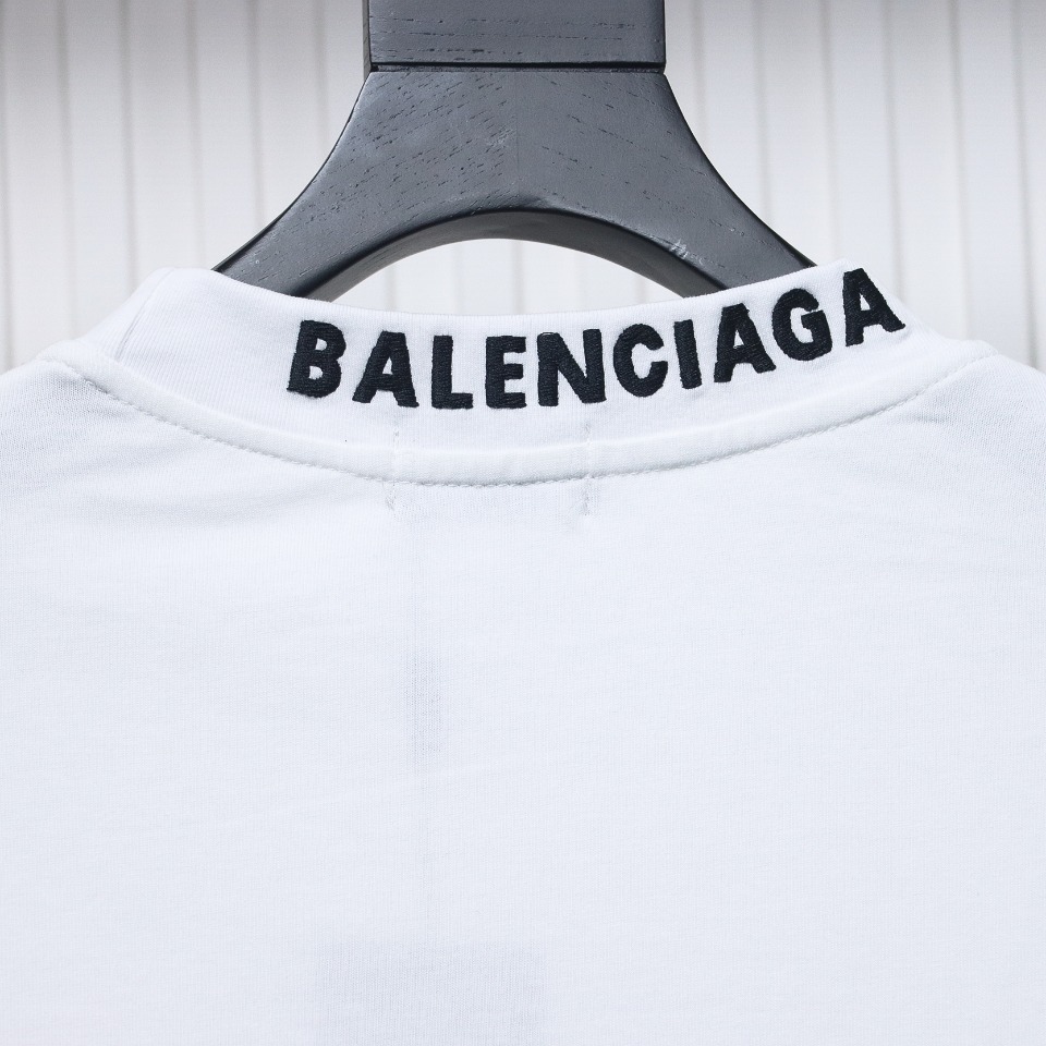 Balenciaga White Ink Direct Spray Love Long Sleeve T White