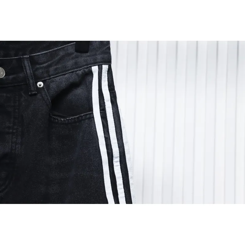 Balenciaga x Adidas Three-Bar Washed Jeans Black