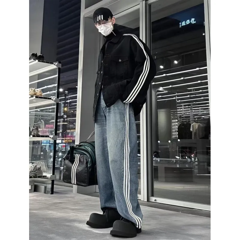Balenciaga x Adidas Three-Bar Washed Jeans Blue
