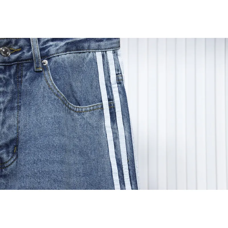 Balenciaga x Adidas Three-Bar Washed Jeans Blue
