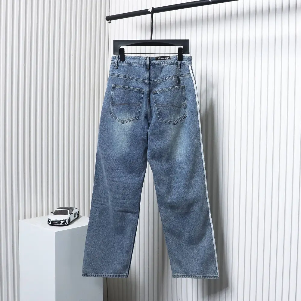 Balenciaga x Adidas Three-Bar Washed Jeans Blue
