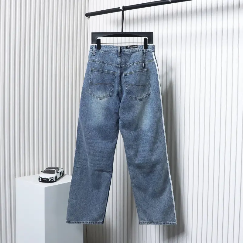 Balenciaga x Adidas Three-Bar Washed Jeans Blue