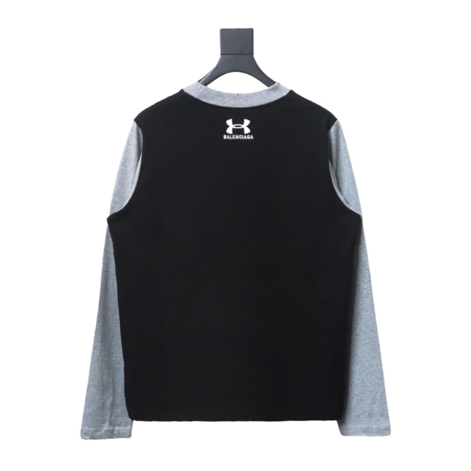 Balenciaga x Under Armour Front And Back Embroidered Colorblock Long Sleeve T-shirt