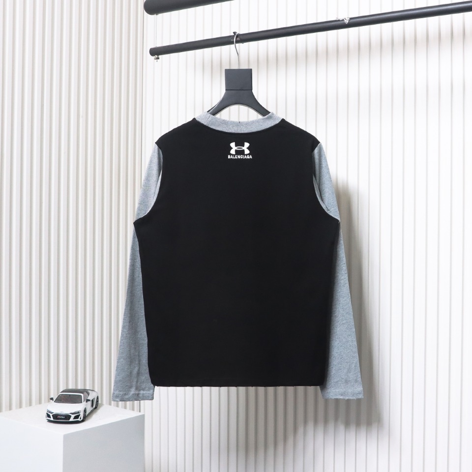 Balenciaga x Under Armour Front And Back Embroidered Colorblock Long Sleeve T-shirt