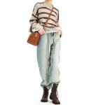 Acne Studios 24Fw Diagonal Striped Mohair Crew Neck Sweater