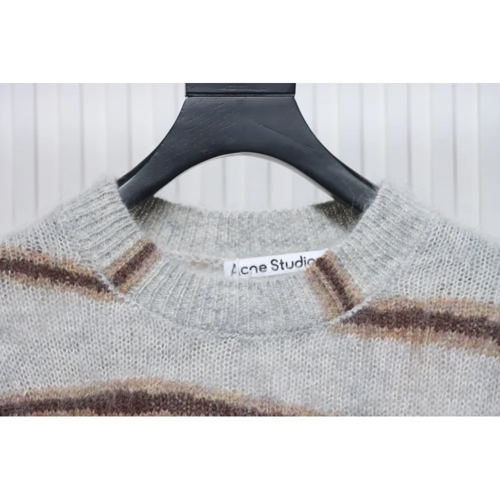 Acne Studios 24Fw Diagonal Striped Mohair Crew Neck Sweater