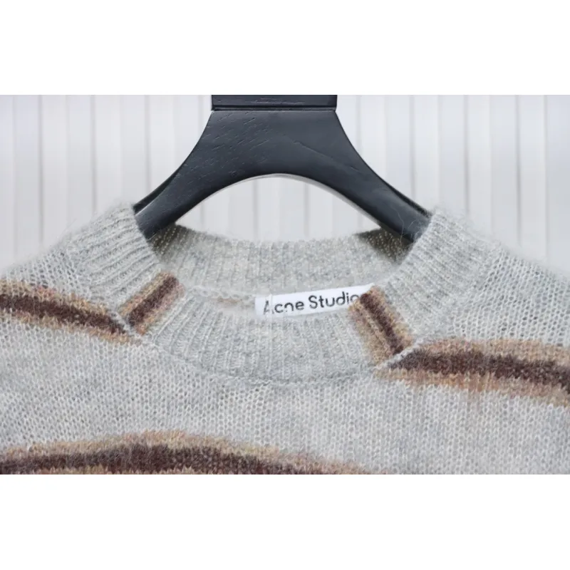 Acne Studios 24Fw Diagonal Striped Mohair Crew Neck Sweater