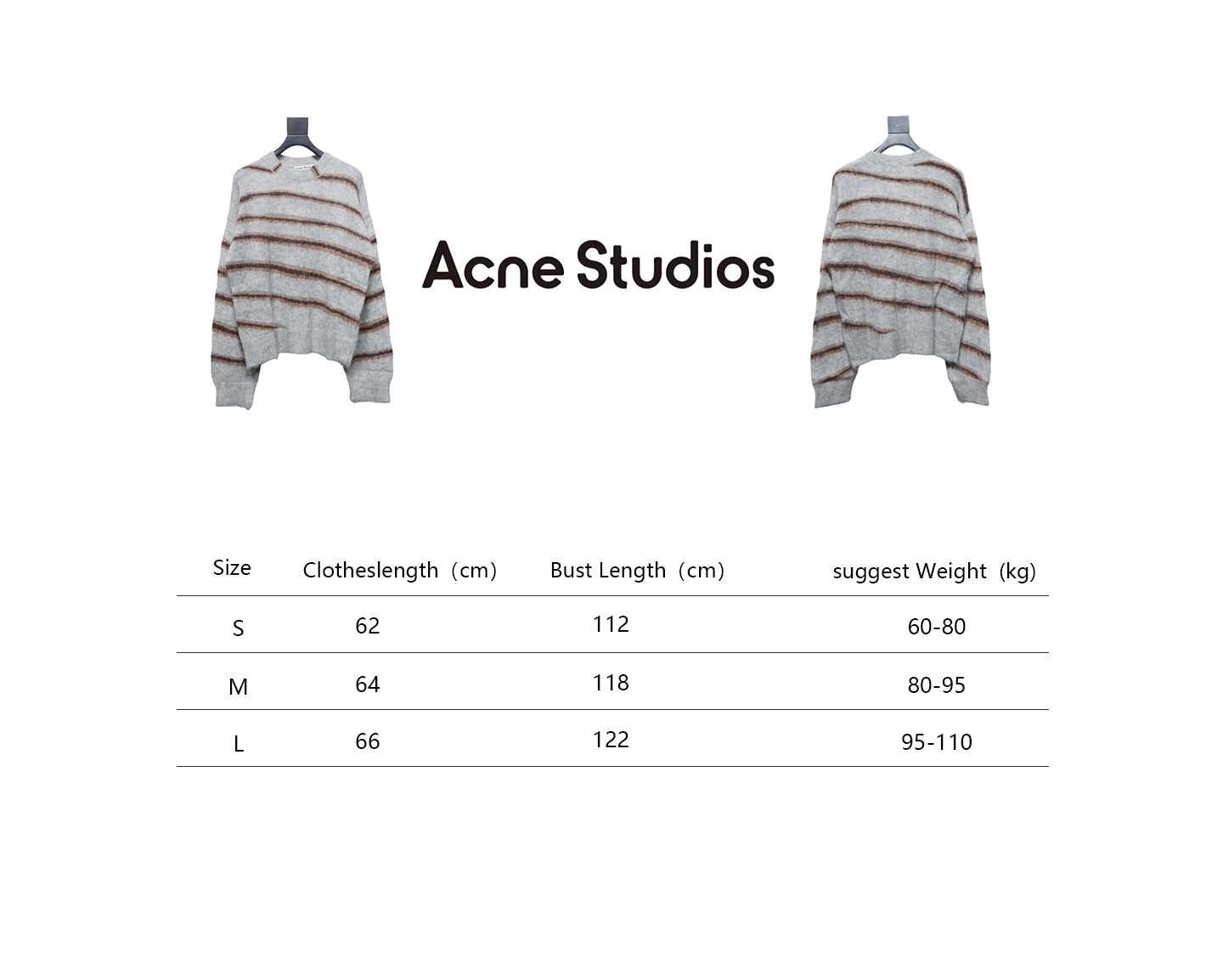 Acne Studios 24Fw Diagonal Striped Mohair Crew Neck Sweater