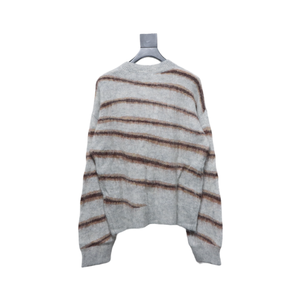 Acne Studios 24Fw Diagonal Striped Mohair Crew Neck Sweater