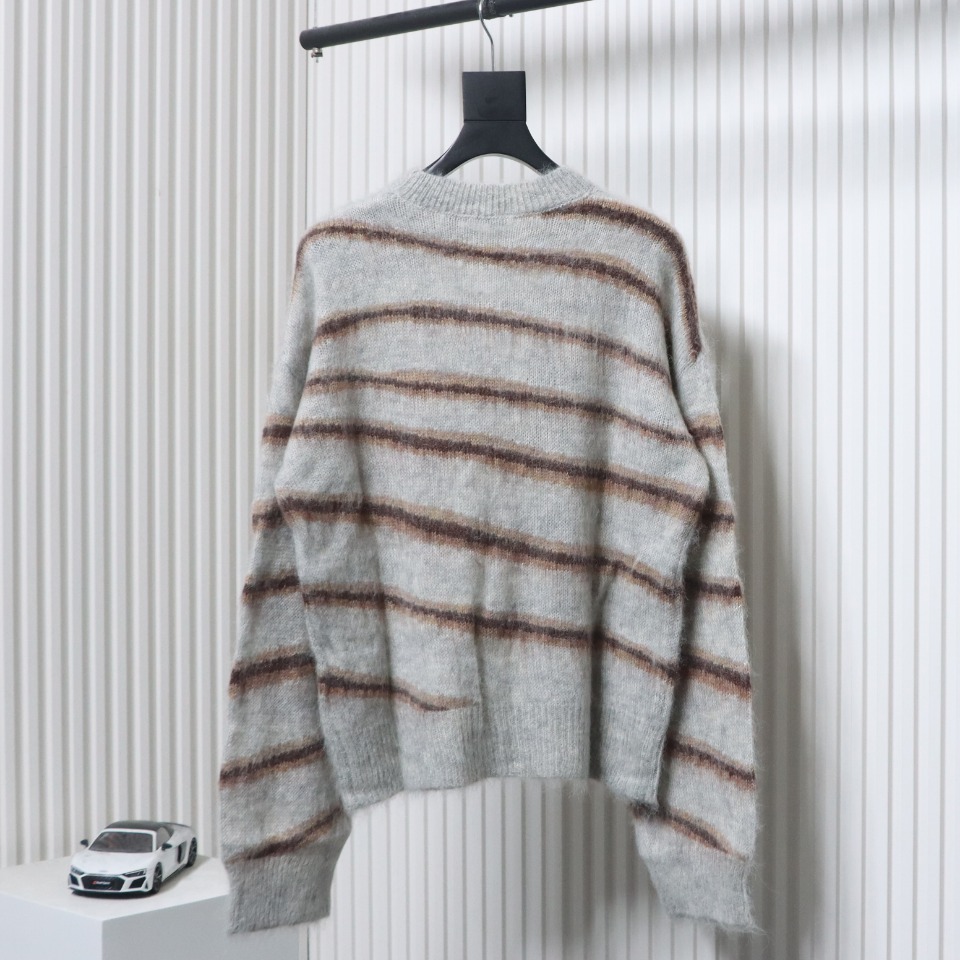 Acne Studios 24Fw Diagonal Striped Mohair Crew Neck Sweater