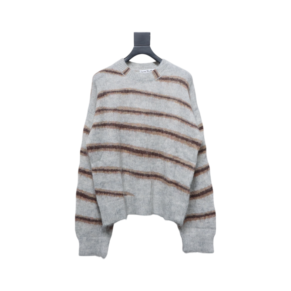 Acne Studios 24Fw Diagonal Striped Mohair Crew Neck Sweater