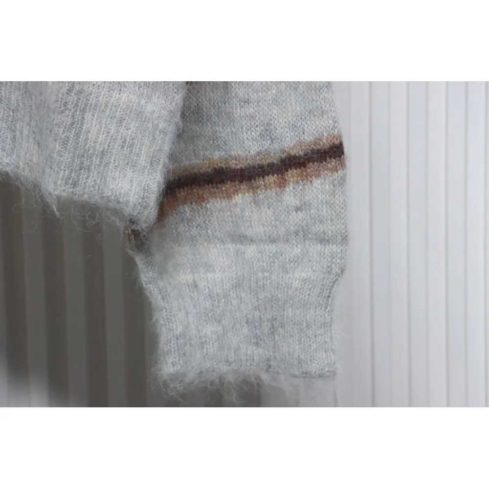 Acne Studios 24Fw Diagonal Striped Mohair Crew Neck Sweater