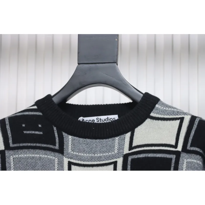 Acne Studios 24FW Square Smiley Face Crewneck Sweater