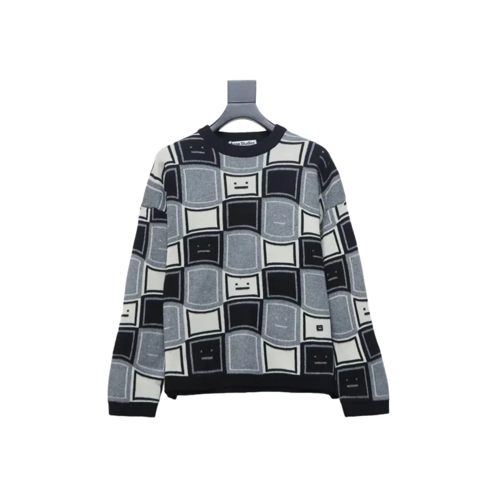 Acne Studios 24FW Square Smiley Face Crewneck Sweater