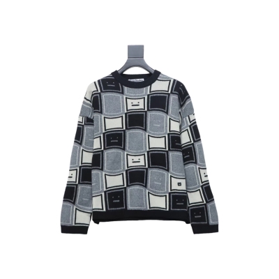 Acne Studios 24FW Square Smiley Face Crewneck Sweater 01