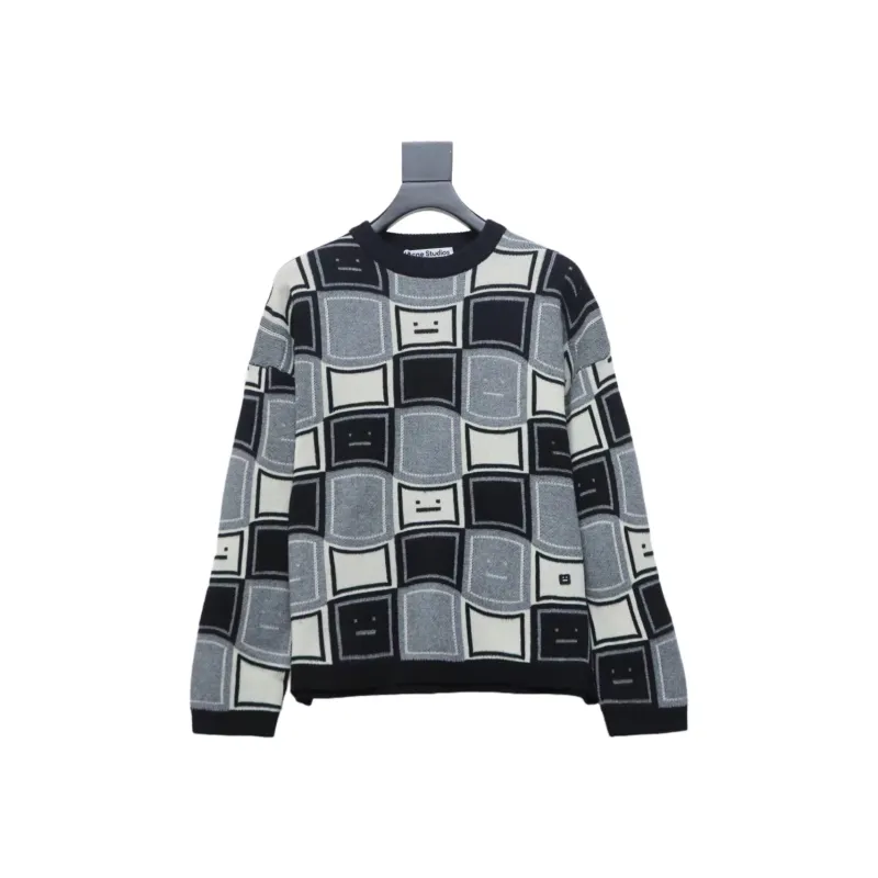 Acne Studios 24FW Square Smiley Face Crewneck Sweater