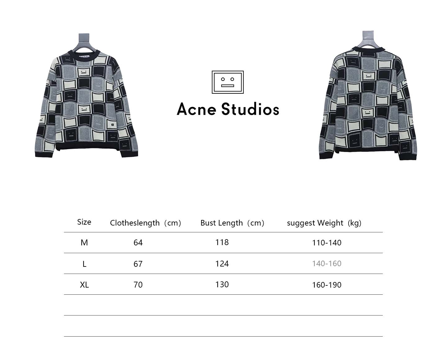 Acne Studios 24FW Square Smiley Face Crewneck Sweater
