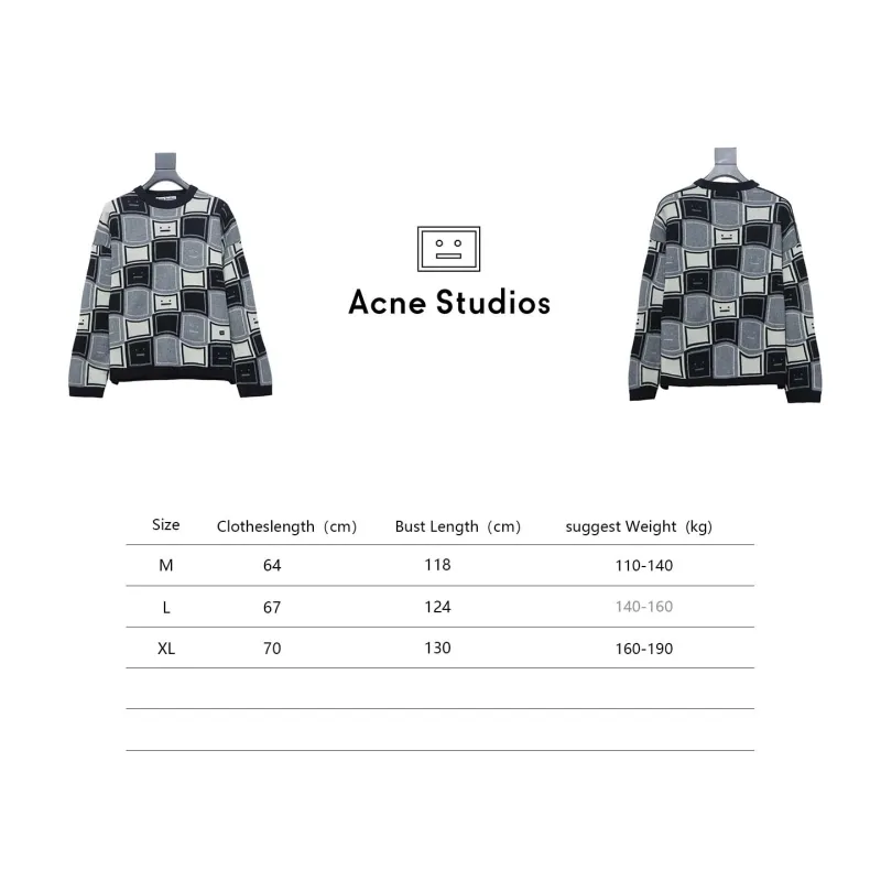 Acne Studios 24FW Square Smiley Face Crewneck Sweater