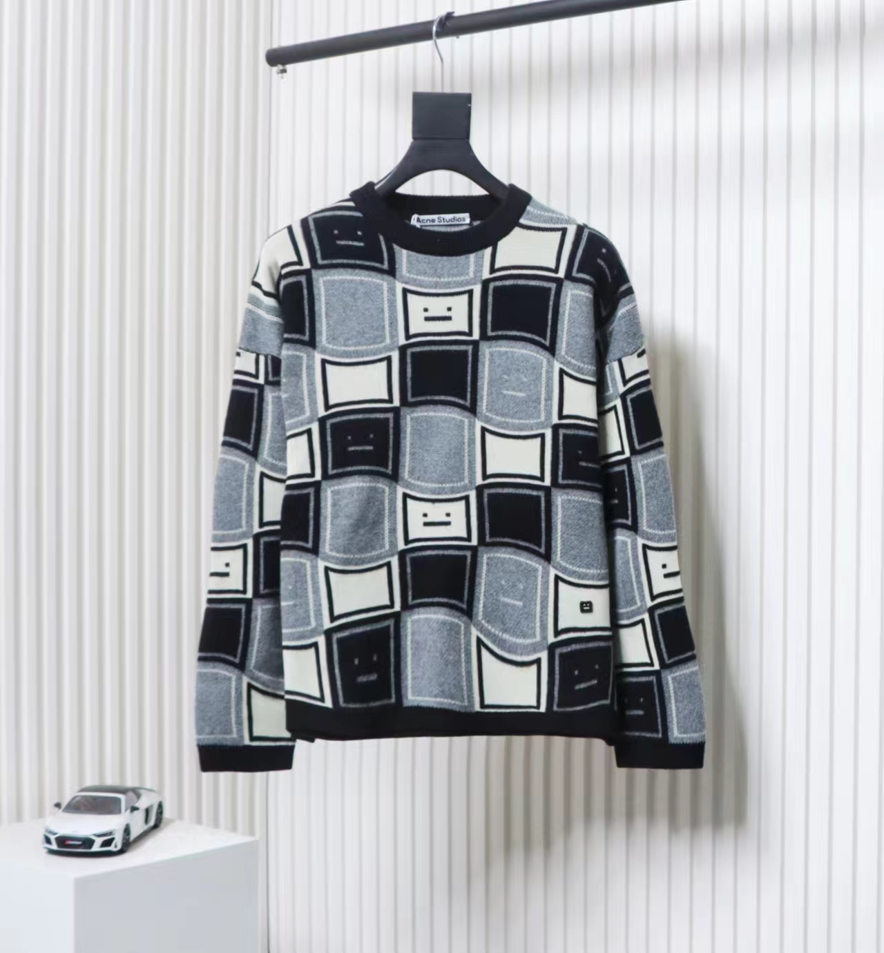 Acne Studios 24FW Square Smiley Face Crewneck Sweater