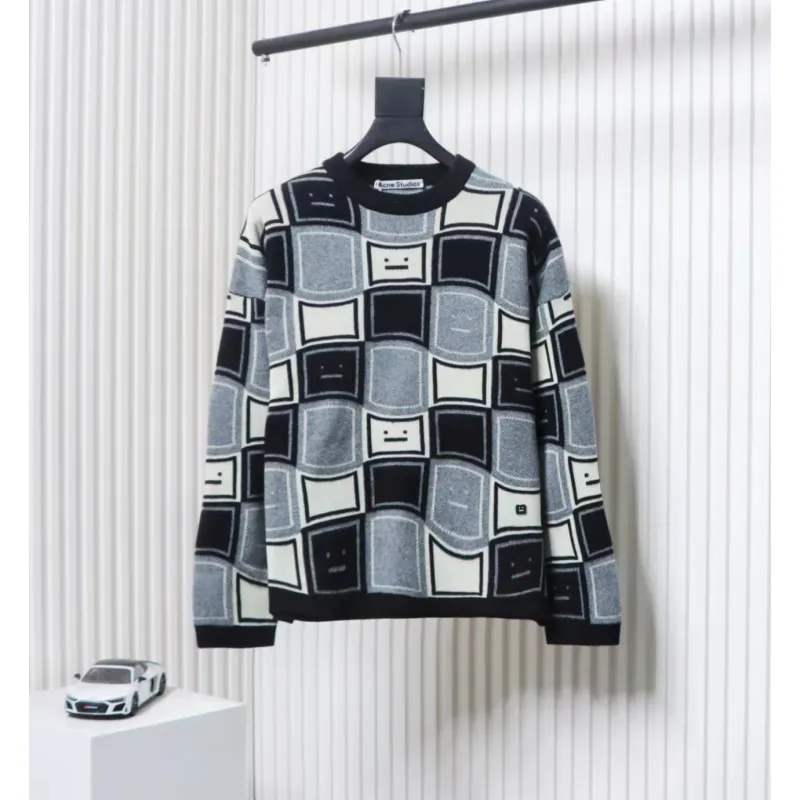 Acne Studios 24FW Square Smiley Face Crewneck Sweater
