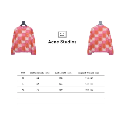 Acne Studios 24FW Square Smiley Face Crewneck Sweater Pink 02