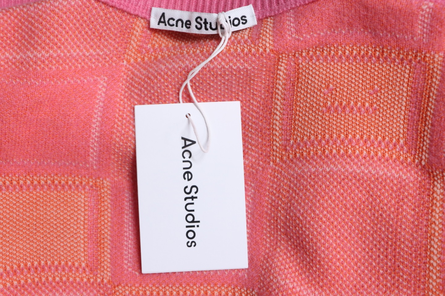 Acne Studios 24FW Square Smiley Face Crewneck Sweater Pink
