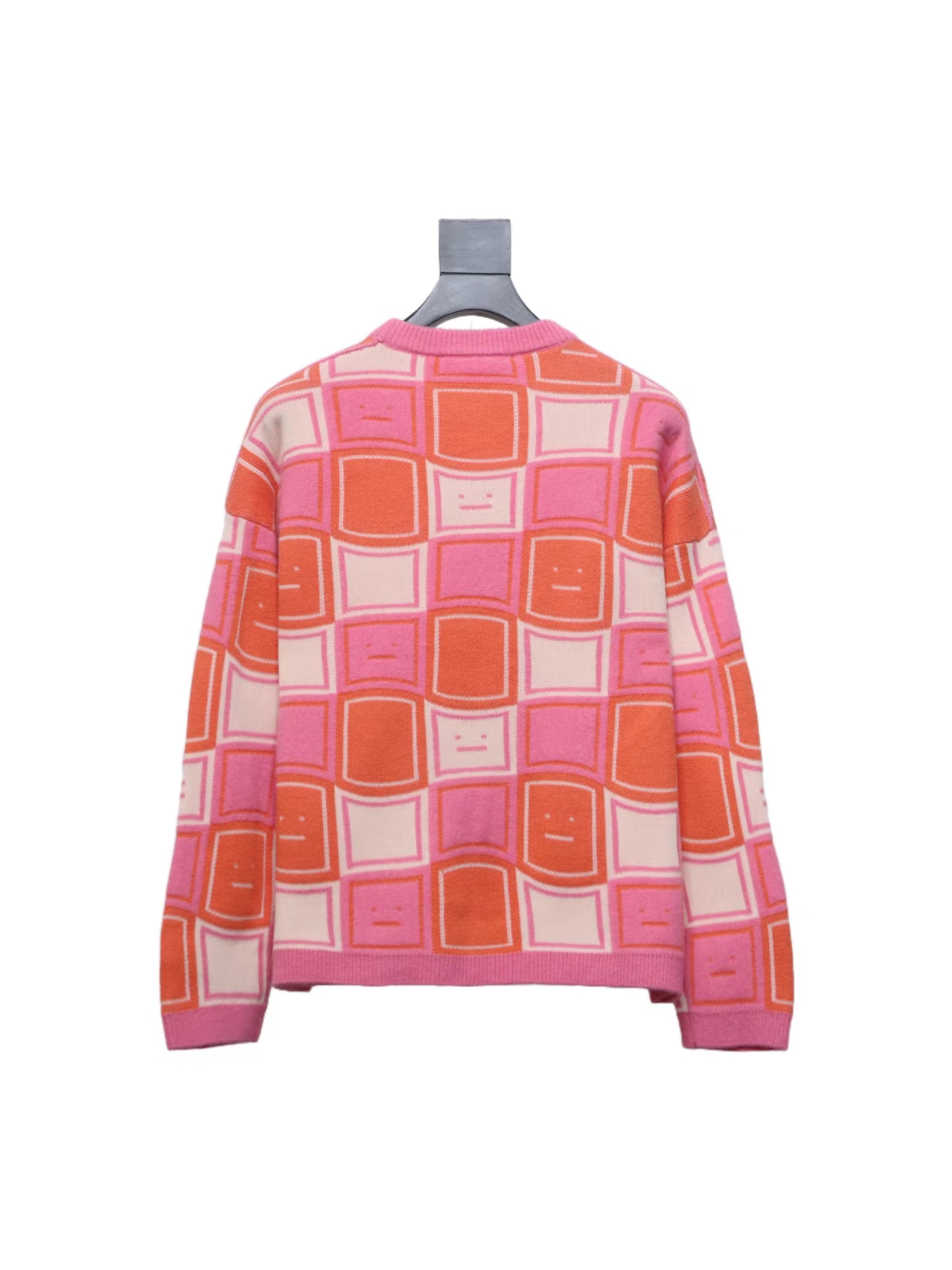 Acne Studios 24FW Square Smiley Face Crewneck Sweater Pink