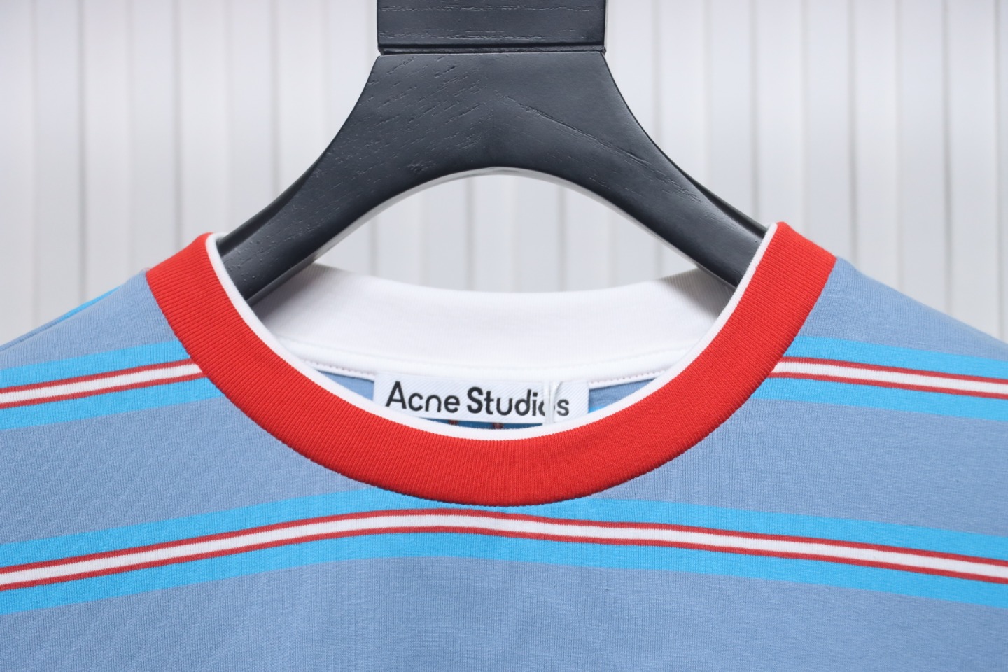 Acne Studios Layered Blue Striped Fake Two-Piece Smiley Face Label Long Sleeves