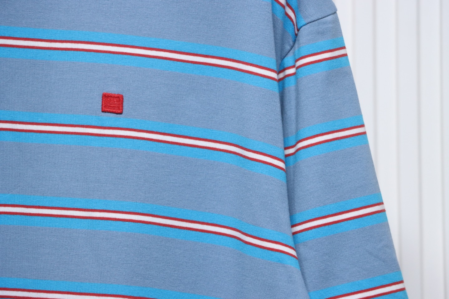 Acne Studios Layered Blue Striped Fake Two-Piece Smiley Face Label Long Sleeves