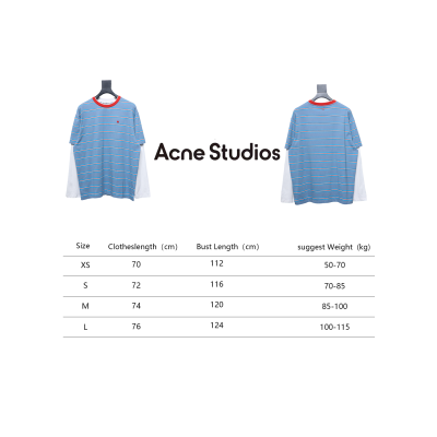 Acne Studios Layered Blue Striped Fake Two-Piece Smiley Face Label Long Sleeves 02