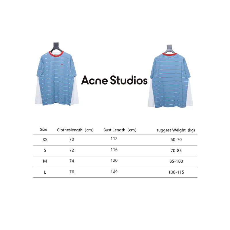 Acne Studios Layered Blue Striped Fake Two-Piece Smiley Face Label Long Sleeves
