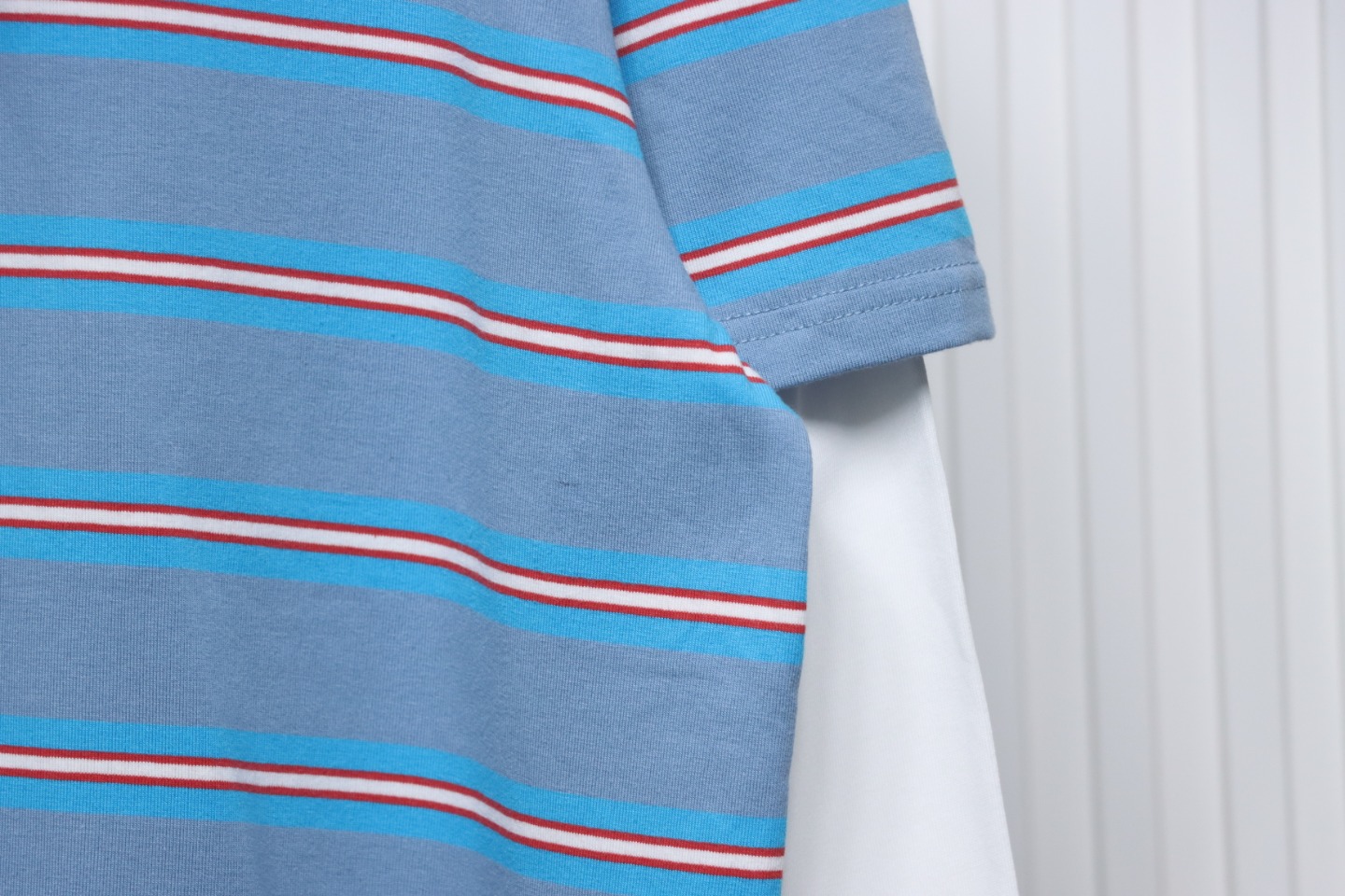 Acne Studios Layered Blue Striped Fake Two-Piece Smiley Face Label Long Sleeves