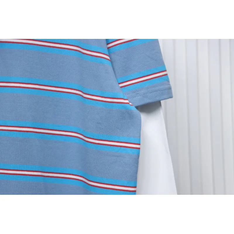 Acne Studios Layered Blue Striped Fake Two-Piece Smiley Face Label Long Sleeves