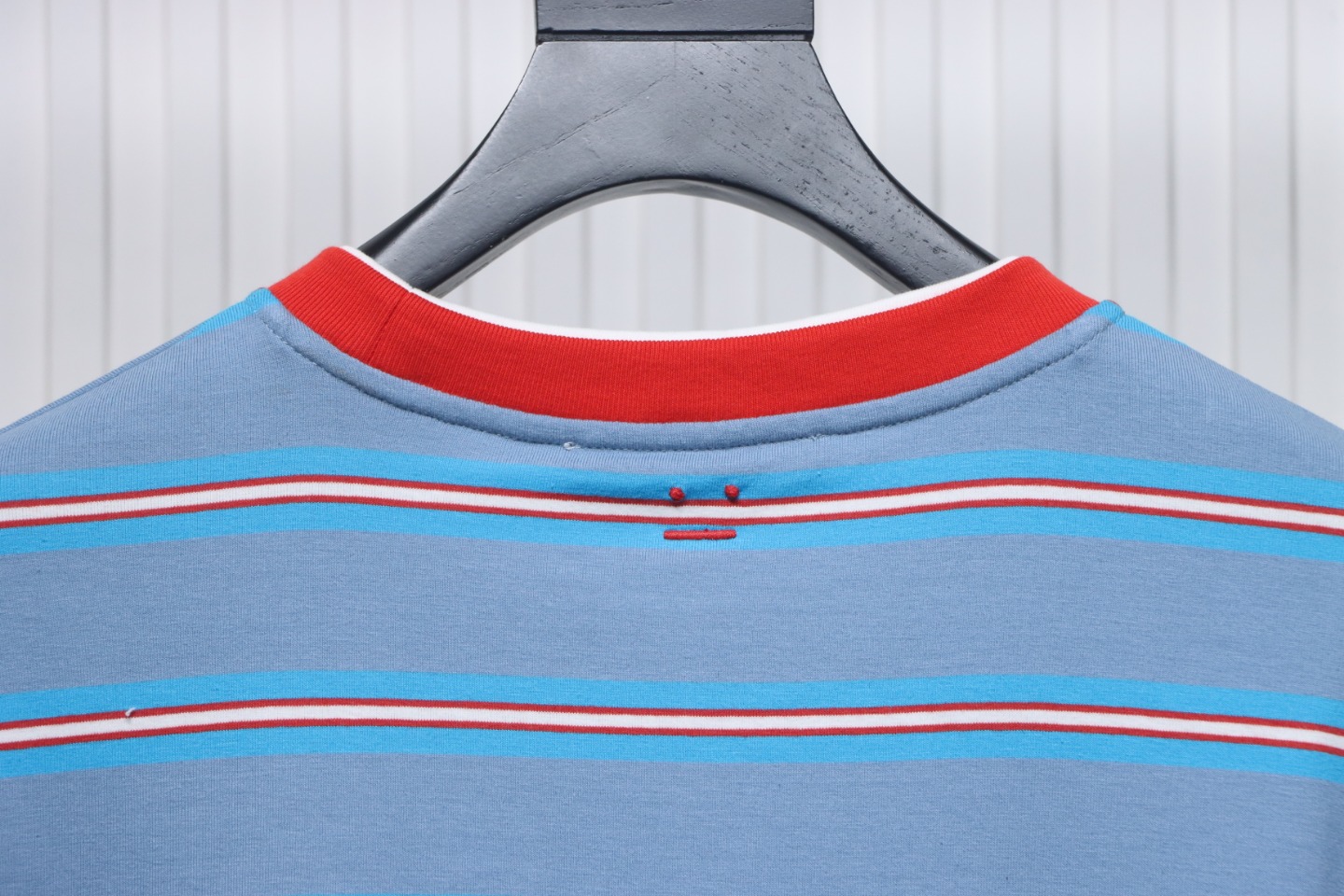 Acne Studios Layered Blue Striped Fake Two-Piece Smiley Face Label Long Sleeves